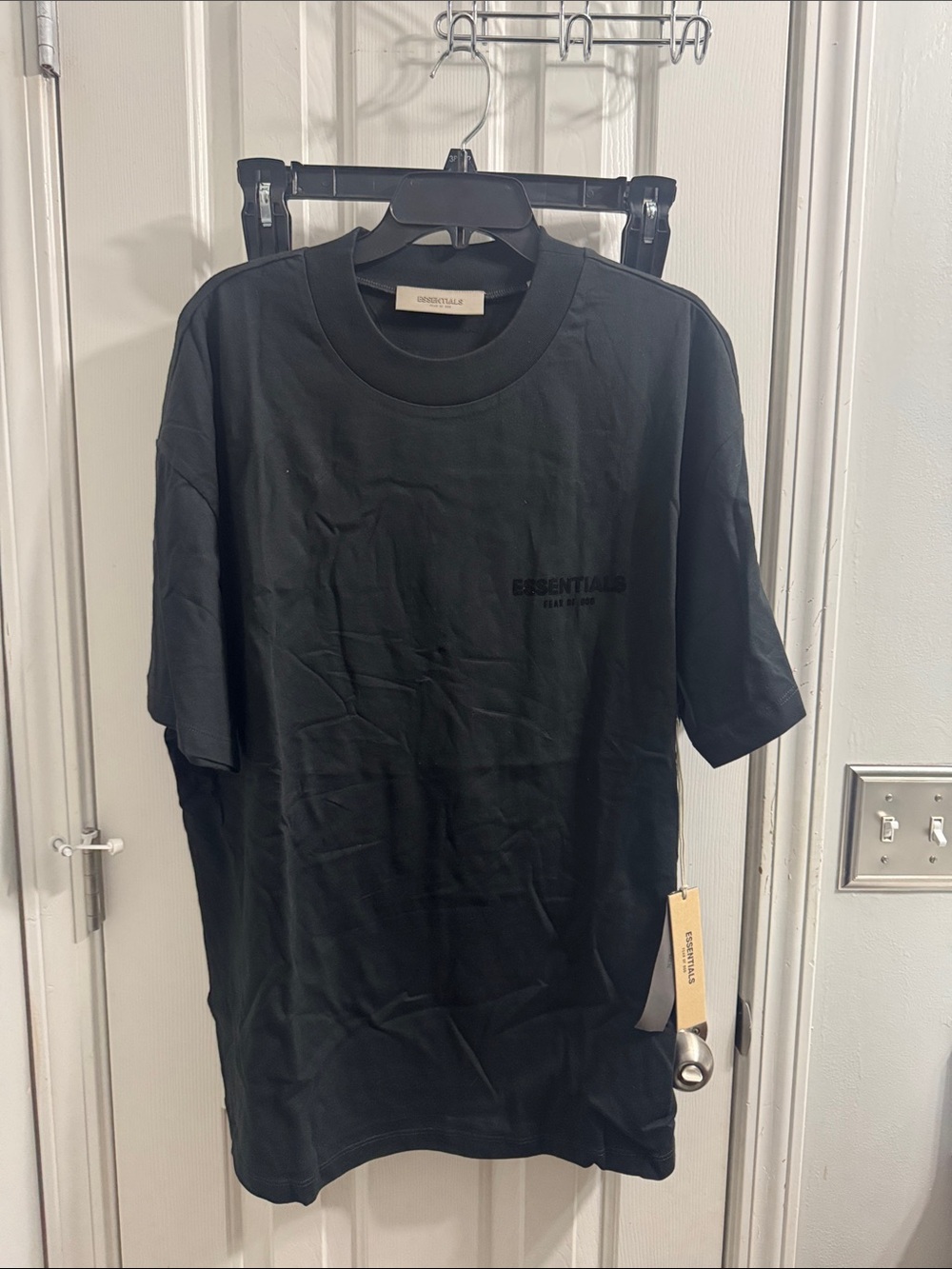 Essentials Black Logo Short-Sleeve Crew Tee